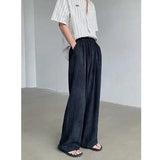 Nukty Summer New Linen Fabric Thin Wide Leg Pants Loose All-match Simple Stretch High Waist Solid Color Ice Silk Trousers