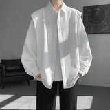 Nukty Sleek Drape Shirt Innovative Faux Two-Piece Design Modern Layered Look Stylish Comfortable Fabric Trendy Chic New Fashion Forwar