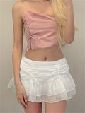 Nukty Sexy Mesh Perspective Pleated Fashion Mini Skirt Waist Casual Mini Dresses Street Nightclub Summer Women's Short Skirt