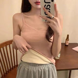 Nukty Winter Velvet Thickened Undershirt Tops Women Solid Slim Cozy Thermal Underwear Camisole Warm Sling Vest Top Bottoming Clothing