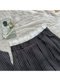 Nukty Women Old Money 2000s Aesthetic Cutecore Y2k Korean Fashion Outfits 2 Piece Set Striped Lace Vest  + Hot Mini Pleated Skirts