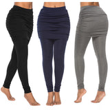 Nukty Leggings Pants Slim Leggings Women Pants Pantalon Pack Hip Pleated Skirt Ladies Solid Color Bag Hip Side Trousers