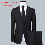 Nukty Men's Solid Color Business Suit High Quality Fashion Banquet Wedding Trend Groom Best Man Single 3/2/1