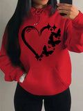 Nukty Combination Of Love And Butterfly  Pattern Hoody Women Hip Hop Street Hoodies Trendy Pocket Clothes Vintage Multicolor Hoodie