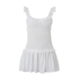 Nukty Casual Off Shoulder Ruffle Halter Dresses Sexy Women's Sleeveless A line Mini Dress Summer Temperament Street Vestidos