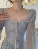Nukty Elegant French Princess Evening Party Midi Dresses for Women Autumn Slim Bandage Long Sleeve Vestidos Korean Spring Clothes