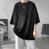 Nukty Summer Chic Fashion Holes T-Shirts For Men Clothing Short Sleeve O-Neck Loose Casual Solid Color Tee Shirt Homme Streetwear