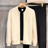 Nukty New Autumn Winter Men's Knitted Cardigan Sweater Simple Versatile Solid Color Trendy Jacket Thick Crew Neck Pullover