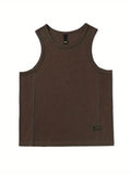 Nukty Sport Men's Tank Tops Gym Hombre Sleeveless Tee Vest Men Streetwear Loose Casual Basketball Brown O-neck Cotton