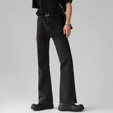 Nukty Men Comfortable Baggy Commute Jeans Male Fashion Casual Bell Bottom Denim Pants Korean Simple Vintage Straight Denim Trousers