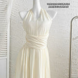 Nukty Summer Vintage Casual Fashion Elegant Sleeveless Long Dress Women V-Neck Corset Plain Folds A-Line Clothes Evening Dresses
