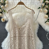 Nukty Bohemian Beach Style Summer Dress Women Crochet Hollow Out Female Dresses Spaghetti Strap Sleeveless Vestidos De Mujer