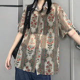 Nukty Oversized Bohemian T Shirt Men New Summer Street Y2k Shirts Mens Loose Thin Perspective Sexy Chiffon Short-sleeved Top Clothing