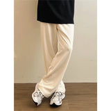 Nukty Black Beige Casual Pants Men Fashion Knitted Pants Men Streetwear Korean Loose Wide Leg Pants Mens Knitting Trousers