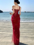 Nukty Sexy Lace Strapless Womens Dresses Elegant Off Shoulder Bodycon Birthday Party Dress Summer Slim Chic Vestidos Female Long Robe