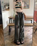 Nukty High Waist Wide Leg Jeans Women's Loose Fit Ripped Straight Cut Denim Pants plus Size Street Sle Summer Trend k Wa