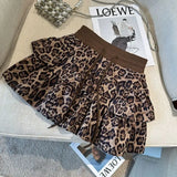 Nukty  American Leopard Print Women Fluffy Skirts Y2K Summer High Waist Ruffles Mini Skirts Fashion Sweet Preppy All Match A Line Skirt