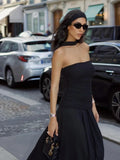 Nukty Women Elegant Solid With Scarf Maxi Dress Sexy Backless Sleeveless Slim Fits Long Robes New Evening Party Club Dresses