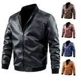Nukty Plus Size 6XL 7XL PU Jacket Men Leather Coat Casual Motorcycle Biker Coat Solid Color Leather Jackets Male Big Size 6XL 7XL