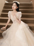 Nukty DRESS TO IMPRESS Champagne Evening New Light Luxury High-end Birthday Adult Ceremony Princess Dress for Women