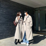 Nukty Trench Men Coat British Style Solid Double Breasted Oversize Leisure Long Coats Stylish Outwear Hombre Korean Style Windbreaker