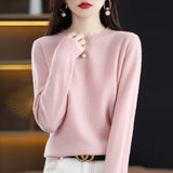Nukty Cashmere Sweater Women's Knitting Sweater 100% Pure Merino Wool Winter Fashion Basic V-neck Chic Top Autumn Warm Pullover