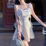 Elegant Party Dresses for Women Sweet Slim Short Sleeveless Mini Fairy Vintage Bodycone One Piece Dress Korean Y2k