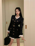 Nukty French Vintage Autumn Women Korean Fashion Elegant Party Mini Dress Female Long Sleeve Sweet One-piece Dress New