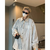 Nukty Corduroy Printed Work Shirts Men's Single Breasted Casual Jacket Coats Men Korean Fashion Cityboy Long-sleeve Simple Shirt