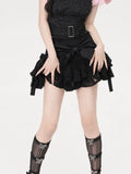 Nukty Gothic Lolita Skirt Women Japanese 2000s Style Y2k Lace Patchwork Bow Sexy Vintage Extreme Mini Skirt Spring Summer