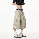 Nukty Mens Cropped Casual Pants Loose New Cotton Cargo Multi Pocket Workwear Summer Outdoor Utility Stretch Comfort Relaxed Fit