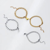 Nukty 2Pcs/set Magnet Couple Bracelets Heart Attraction Bracelet Stainless Steel Charm Simple Cuban Chains Key Lock Jewelry Gifts