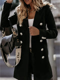 Nukty Autumn and Winter Long-sleeved Suit Collar Double-breasted Coat Coat Women's Woolen