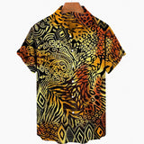 Nukty Short Sleeve Leopard Men's Shirts For Man Clothing Hawaiian Fashion 3D Print Thin Lapel Floral Casual Oversized Imported Camisa