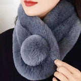 Nukty New Rabbit Fur Scarf Women Winter Warm Soft Furry Scarves Casual Female Lady Outdoor Neck Warmer Collar
