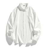 Nukty 6 Colors Men's Baggy Long Sleeve Shirt Fashion Korean Lapel Coat Tops Youth Casual Classic Simple Male Clothes Trendy Brand