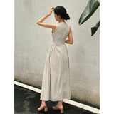 Nukty Women's Hollow A-line Pendant Dress Temperament Drawn Sleeveless Long Dress Summer New Style