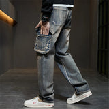 Nukty 42 44 Plus Size Jeans Men Denim Pants Baggy Jeans Vintage Cargo Pants Loose Fashion Causal Trousers Male Big Size Bottoms