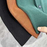 Nukty Men's Luxury Knitted Pullover Sweater Vest Casual Streetwear Button Solid Color O Neck Sleeveless Loose Stylish Vintage Knitwear