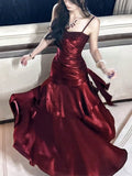 Nukty Elegant Spaghetti Straps Ruffles Graduation Party Dress Slim Waist Women Wedding Bridesmaid Dresses Festival Formal Clothes 2025