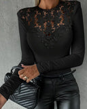 Nukty Autumn Winter Spring New Fashion Casual Sexy Blouses Off Shoulder Hollow Out Lace Top Female Clothing TShirts Pullover Tops