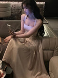 Nukty Elegant Midi Dresses For Women Sleeveless Wedding Evening Party Dress Solid Slim A-line Vintage Chic Prom Robe Vestidos Mujer