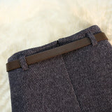 Nukty Vintage Thicken Woolen Skirts for Women Autumn Winter New Solid Color Casual High Waist A-line Women's Skirts