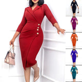 Nukty Suit collar button dress slim-fit women's dress