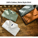 Nukty Spring and Autumn New Men Men's White Long Sleeve Shirt Pure Cotton Retro Style Button Up Pocket Male White Clothes Top