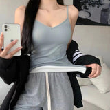 Nukty Winter Velvet Thickened Undershirt Tops Women Solid Slim Cozy Thermal Underwear Camisole Warm Sling Vest Top Bottoming Clothing
