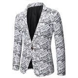 Nukty WELL DRESSED MEN Brand Suit Jacket Fashion Letter Print Casual Slim Fit Blazers Homme 3D Floral Coat Autumn Man Business Social Dress Blazer Coat