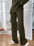 Nukty 2024 Autumn Women Elegant Urban Tracksuit Casual Suits 2PCS Long Sleeve Blouse Wide Leg Pants Sets Vintage Matching Sets