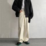 Nukty Baggy Beige Jeans Men Fashion Casual Oversized Wide Leg Jeans Men Streetwear Korean Loose Straight Denim Pants Mens Trousers