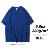 Nukty 280gsm High Qualtity Oversized Heavy T-shirt for Men Short Sleeve Tee Cotton Solid Color Trend Leisure Green White Black